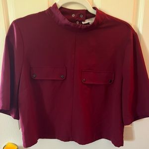 Forever 21 Double Breast Pocket Cropped Boxy Top